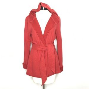 Lucky Brand Cardigan Sweatshirt Jacket Red Tie M